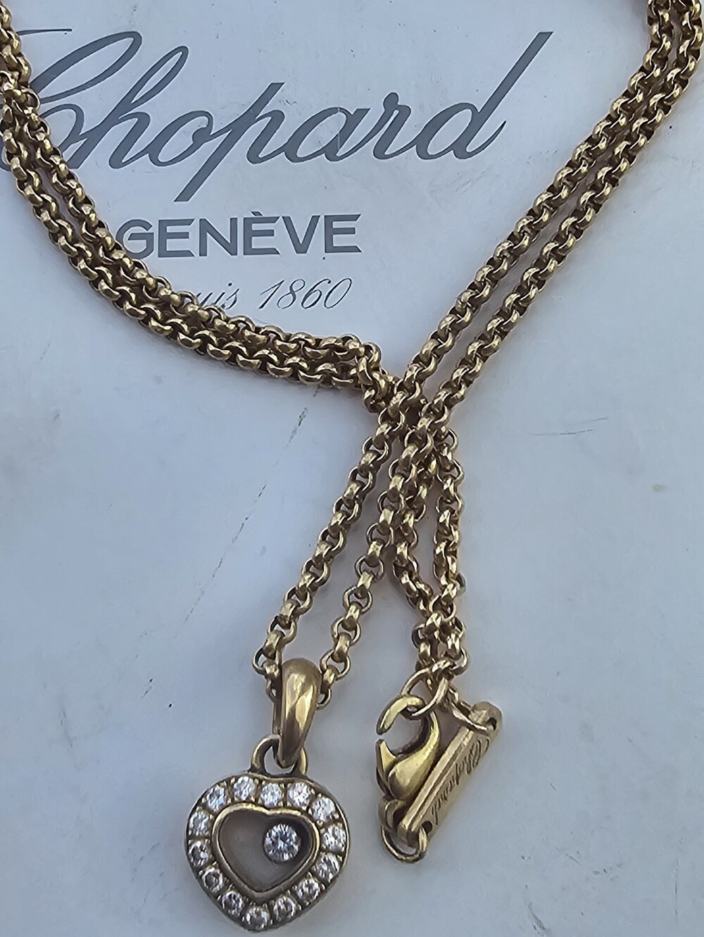Chopard Gold Heart Pendant Necklace with Diamond Halo